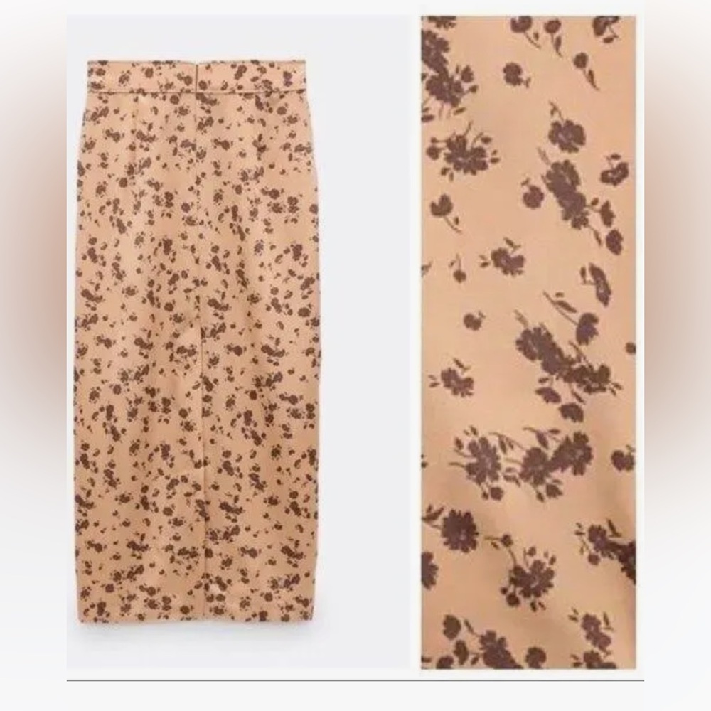 Zara satin maxi skirt gold copper